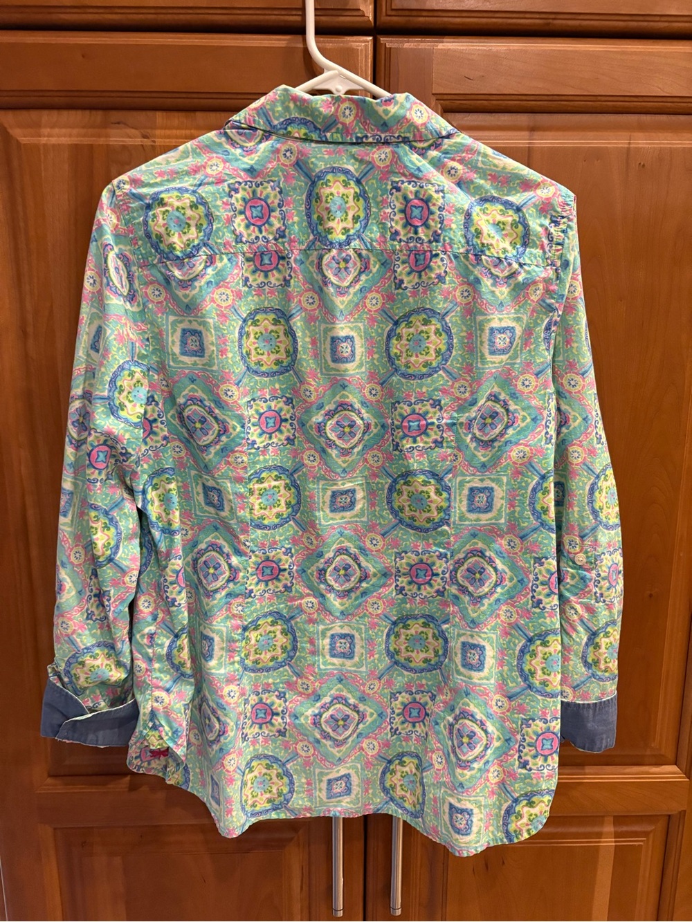 Talbots Green Multi-Pattern Button-Up Shirt - Picture 3 of 4
